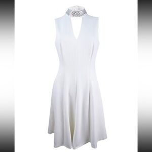 Calvin Klein Studded Collar Mini Dress Size 12 Like New Bridal Wedding Hoco